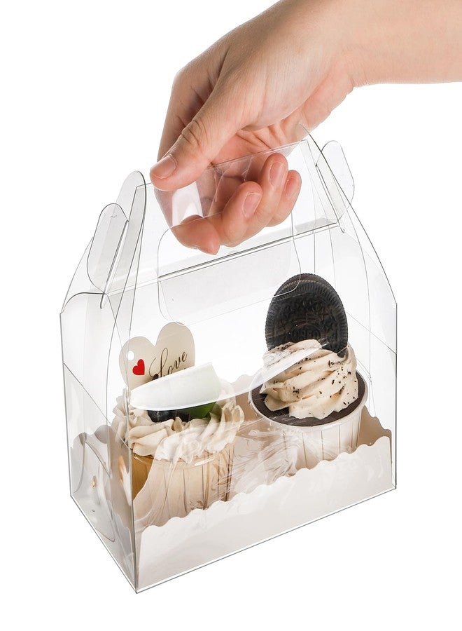 Nagpew 40 Pack Clear Gable Bakery Gift Box, Candy Treat Boxes with Handle, Party Favor Treat Dessert Cookies Container for Birthday Wedding Baby Shower, 6.4''L x 3.5''W x 3.3''H - Image 4